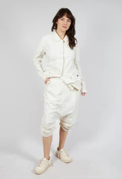 Gathered Hem Cropped Trousers in Greige