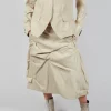 Gathered Midi Skirt in Bone