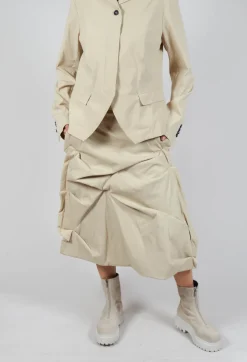 Gathered Midi Skirt in Bone