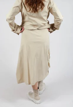 Gathered Midi Skirt in Bone