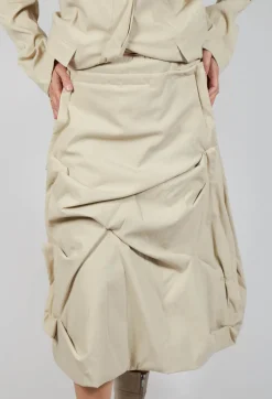 Gathered Midi Skirt in Bone