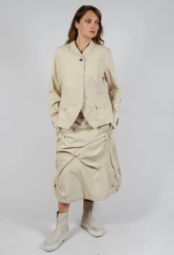 Gathered Midi Skirt in Bone