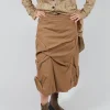 Gathered Midi Skirt in Camel