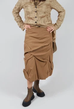 Gathered Midi Skirt in Camel
