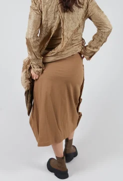 Gathered Midi Skirt in Camel