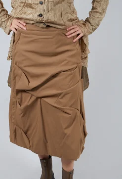 Gathered Midi Skirt in Camel