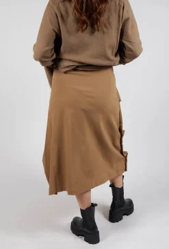 Gathered Midi Skirt in Camel