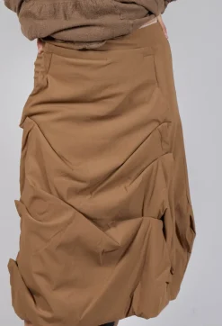Gathered Midi Skirt in Camel