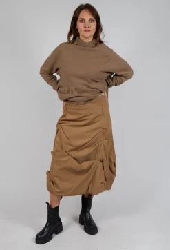 Gathered Midi Skirt in Camel