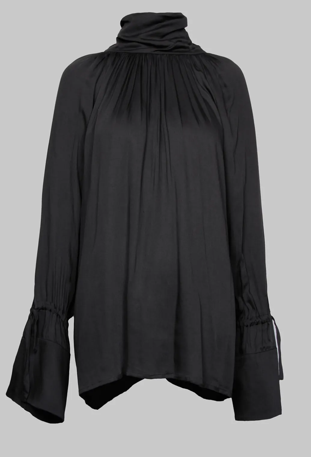 Gathered Neckline Shirt in Black