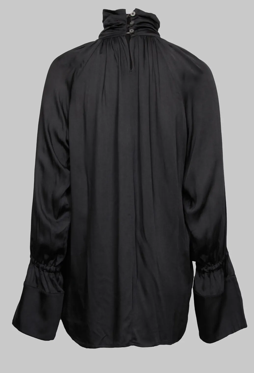 Gathered Neckline Shirt in Black