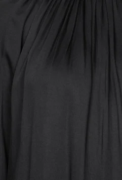 Gathered Neckline Shirt in Black