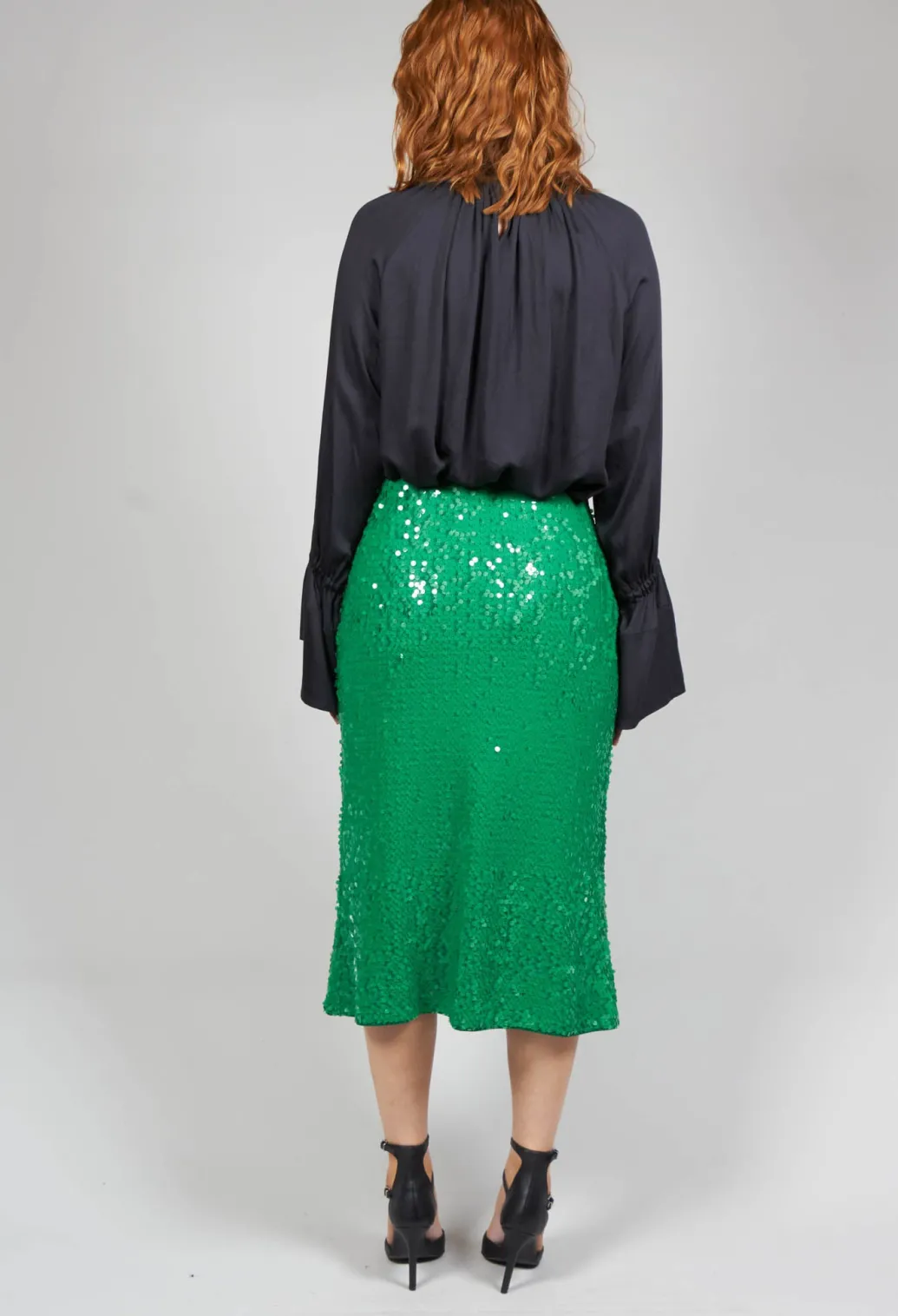 Gathered Neckline Shirt in Black