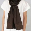 Gathered Scarf in Brown/Burgundy