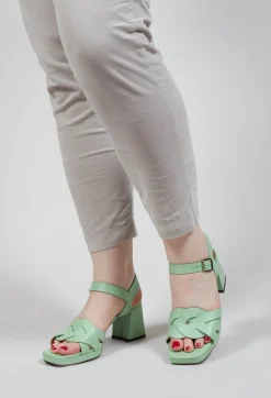 Gaura Cross over Strap Heel in Light Green