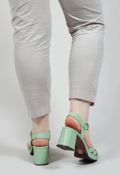 Gaura Cross over Strap Heel in Light Green