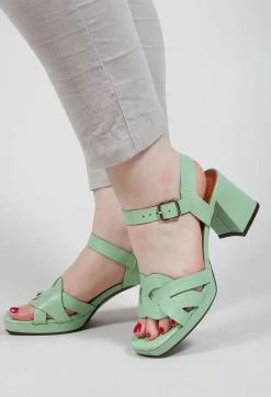 Gaura Cross over Strap Heel in Light Green