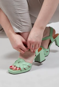 Gaura Cross over Strap Heel in Light Green