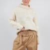 Geometric Fluffy Sweater in Beige