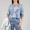 Geometric Jumper in Steel Blue