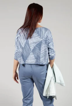 Geometric Jumper in Steel Blue