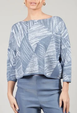 Geometric Jumper in Steel Blue