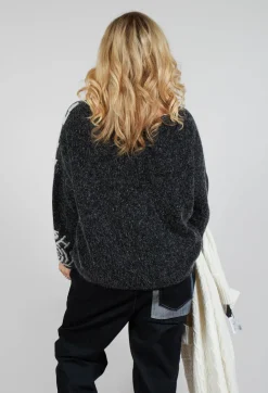 Geometric Knit Sweater in Grey