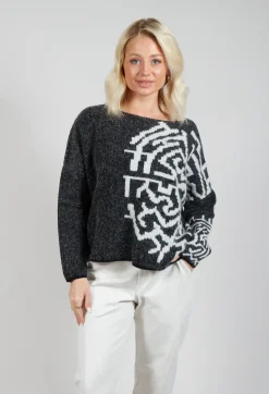 Geometric Knit Sweater in Grey