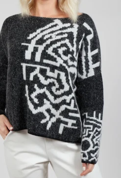 Geometric Knit Sweater in Grey