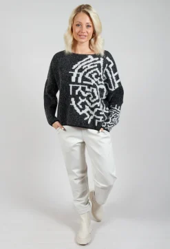 Geometric Knit Sweater in Grey