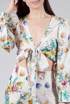 Gesso Cropped Blouse in Multicolour
