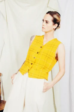 Gilet Gemma in Safran Check
