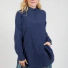 Gingham 3/4 Button Up Shirt in Blue Night