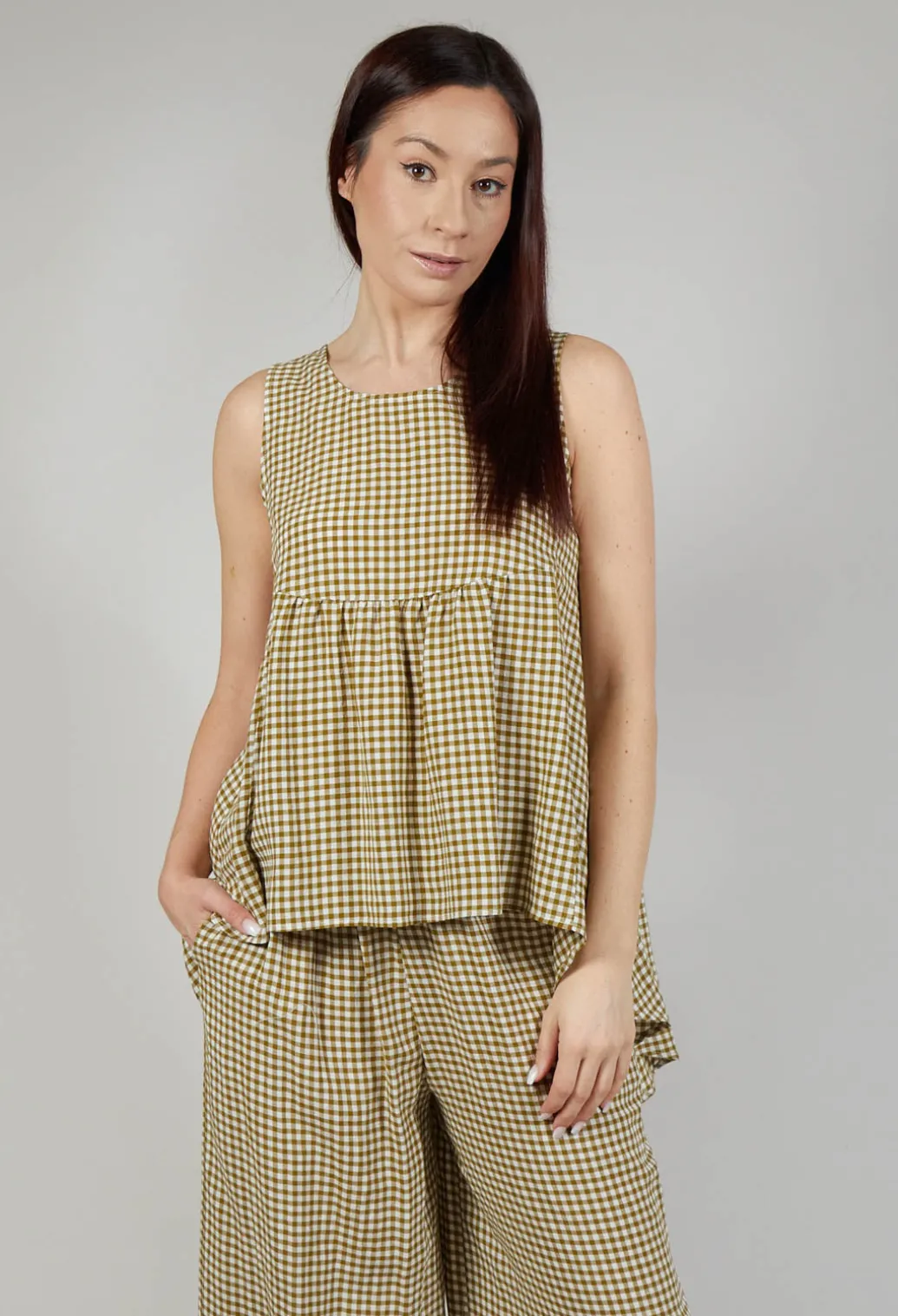 Gingham Babydoll Top in Foglia