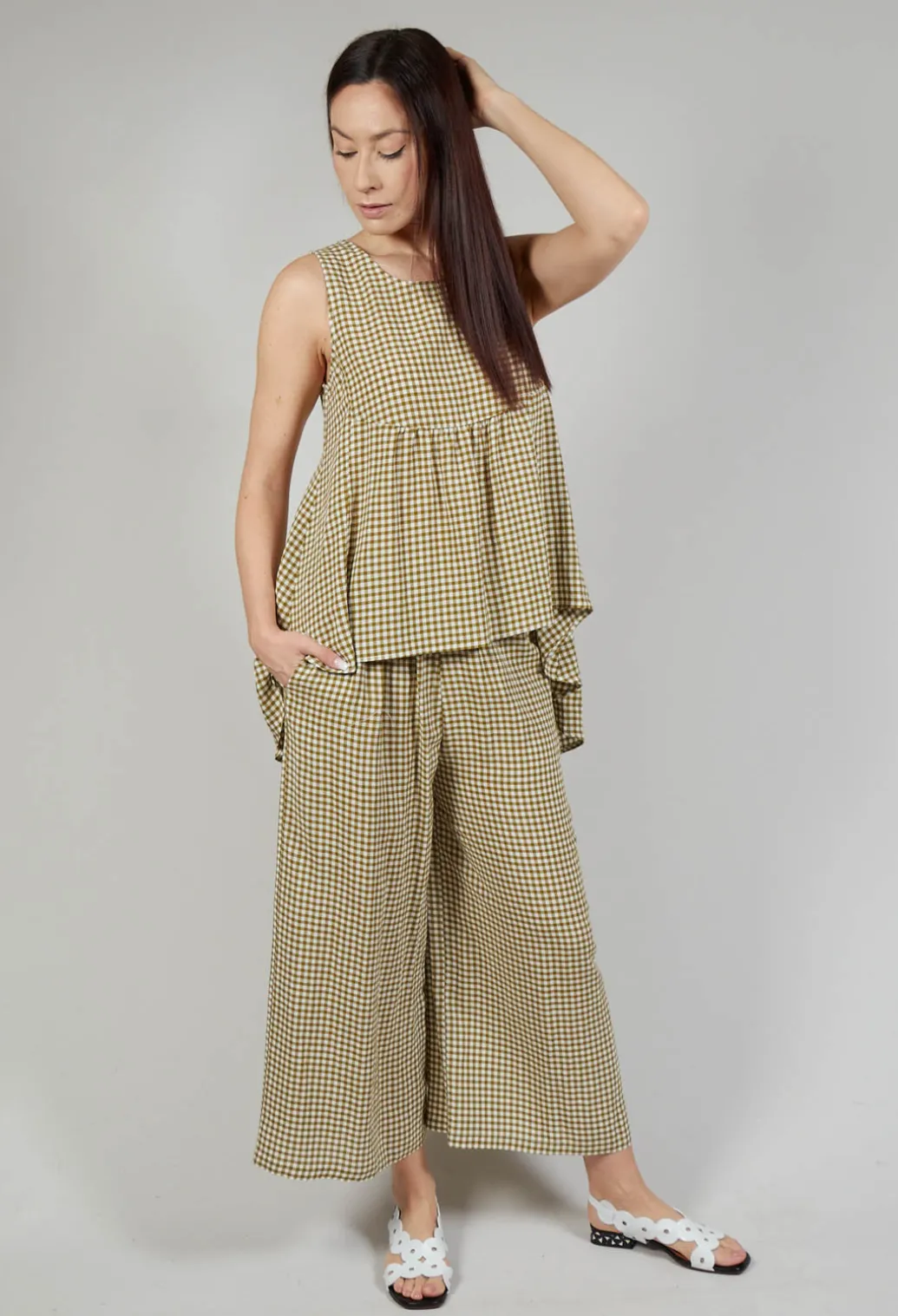 Gingham Babydoll Top in Foglia