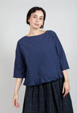 Gingham Blouse in Blue Night