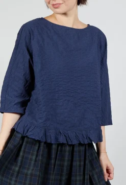 Gingham Blouse in Blue Night