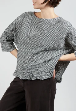 Gingham Blouse in Natural Black