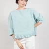 Gingham Blouse in Sea Sky