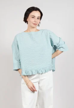 Gingham Blouse in Sea Sky