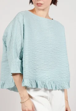 Gingham Blouse in Sea Sky