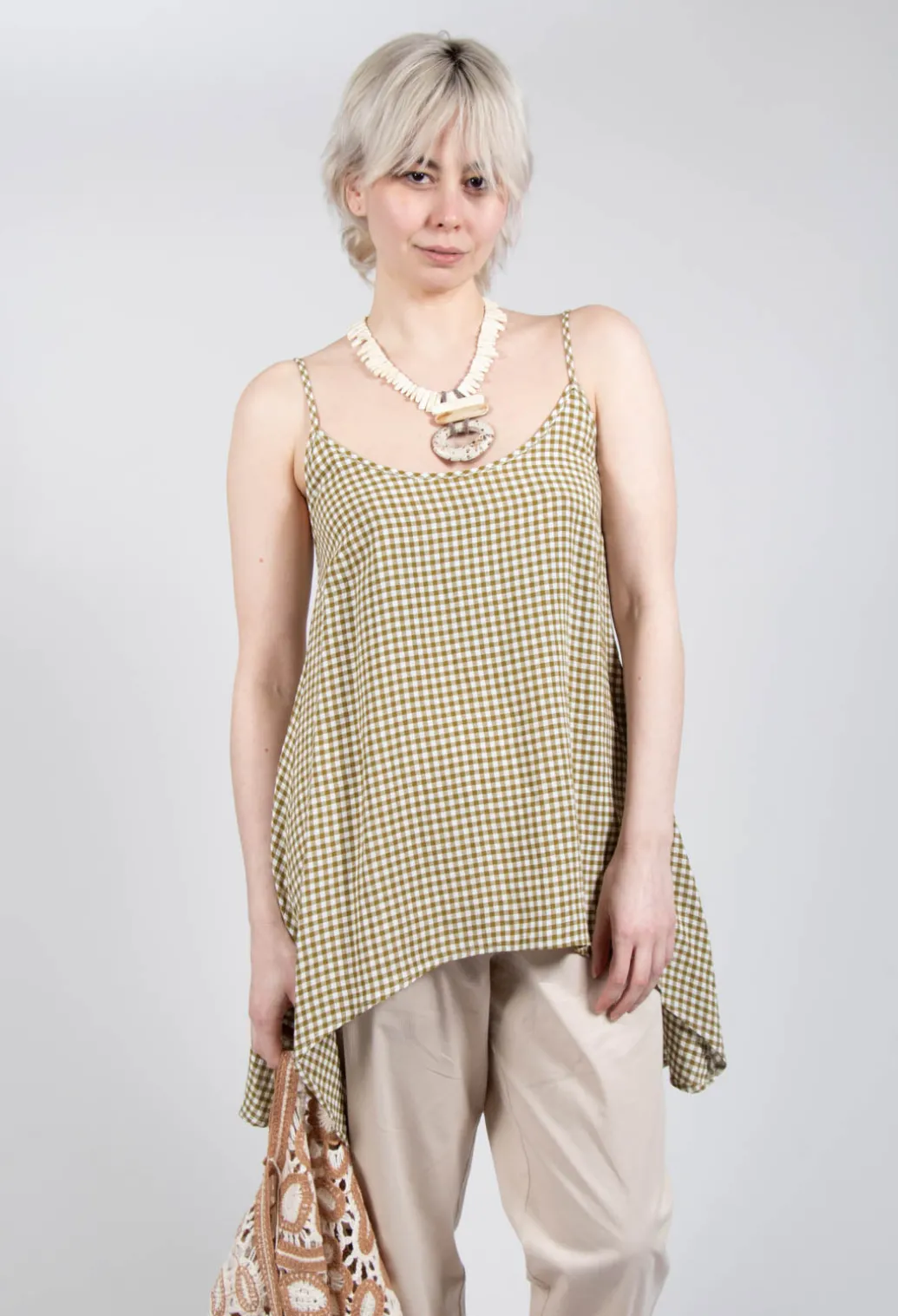 Gingham Tunic Vest in Foglia