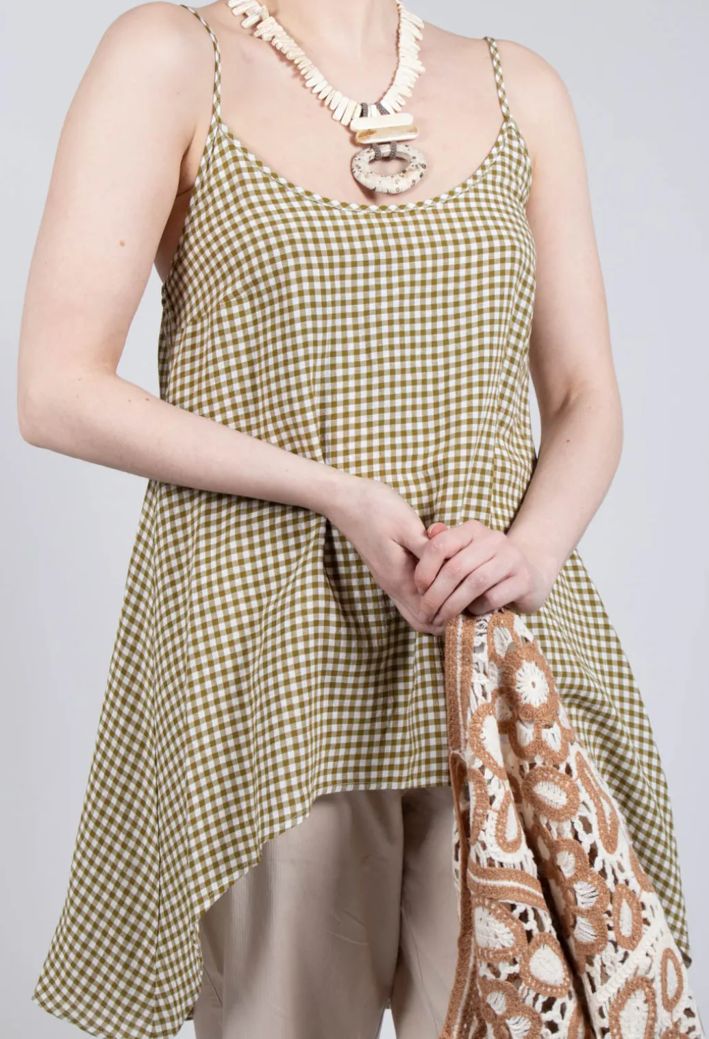 Gingham Tunic Vest in Foglia