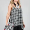 Gingham Tunic Vest in Nero