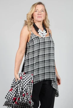 Gingham Tunic Vest in Nero