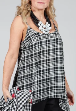 Gingham Tunic Vest in Nero