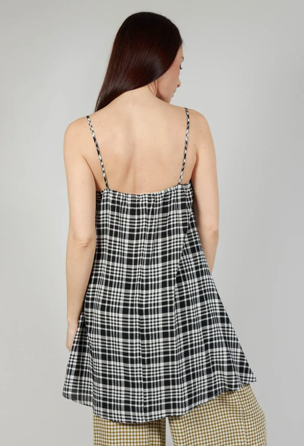 Gingham Tunic Vest in Nero