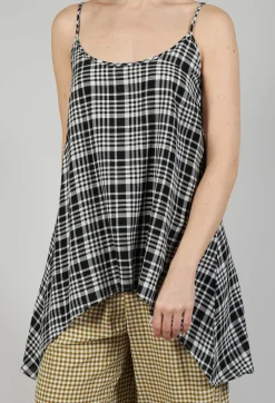 Gingham Tunic Vest in Nero