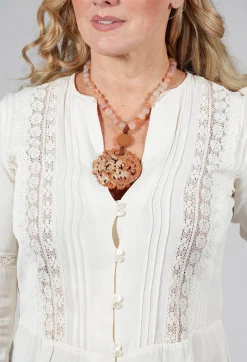 Glass Beaded Choker Earth Tones with Dragon Pendant