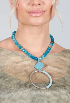 Glass Beaded Choker in Aqua